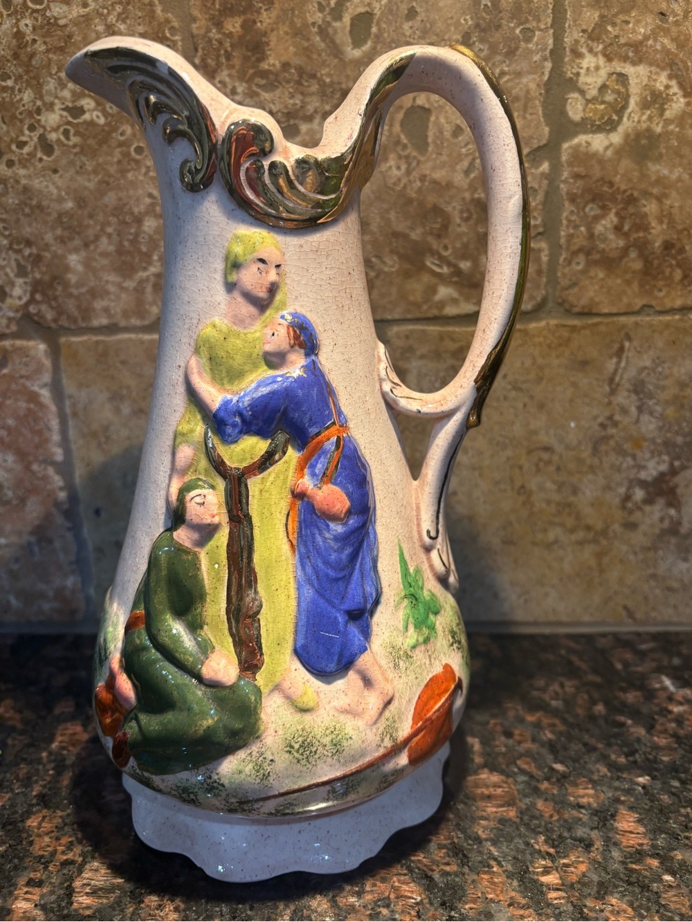 Vintage 1930s Burleigh Ware Runaway Marriage Gretna Green Pitcher Jug Art Deco E